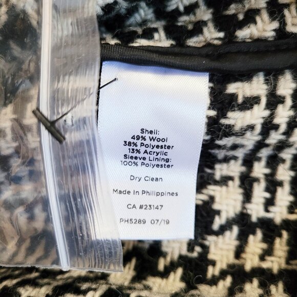 Talbots Plus Petites Blazer Womens 14Wp Black and Cream Houndstooth Check Petite - Picture 7 of 9